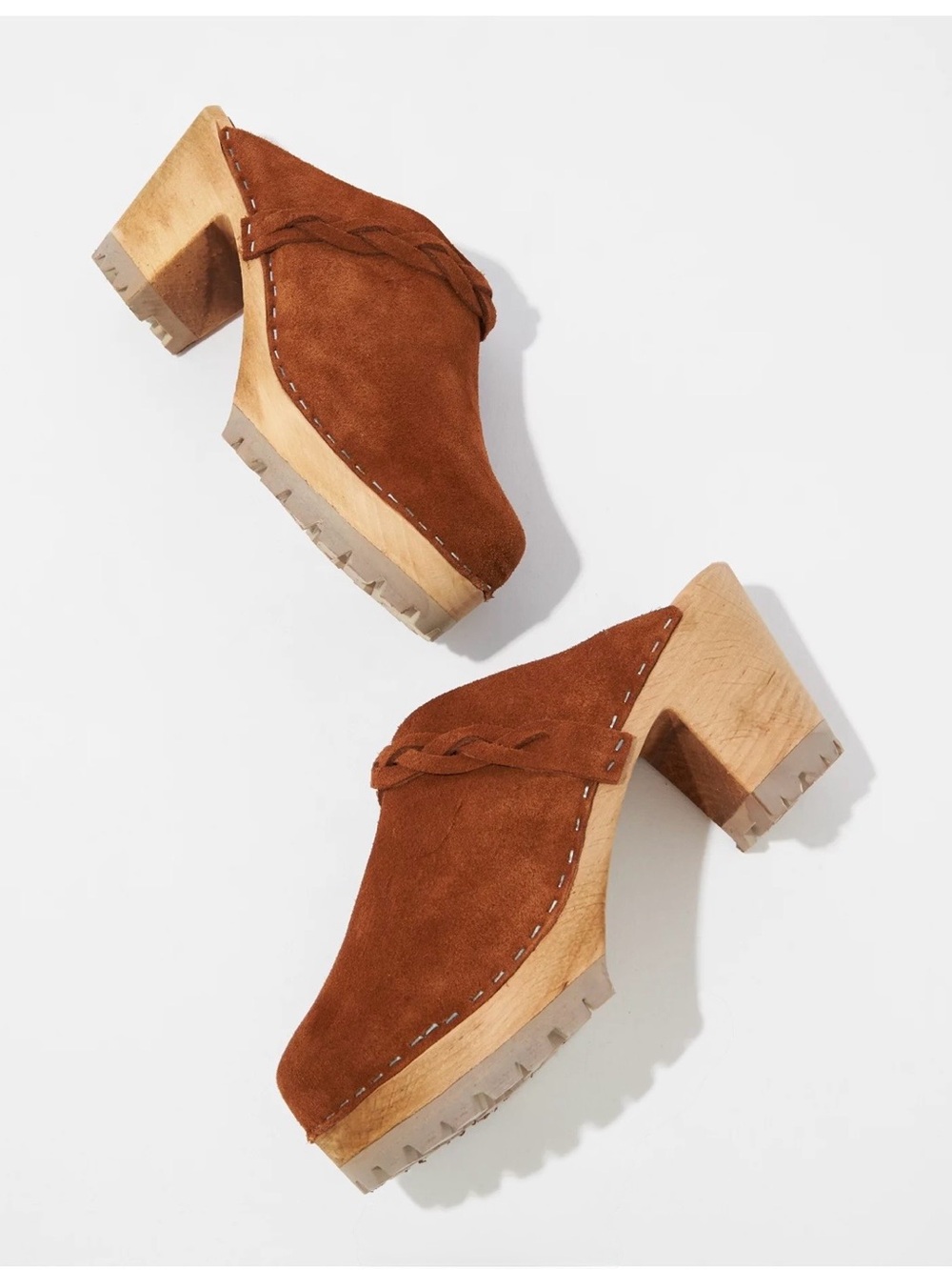 Mia Elsa Brown Suede Clogs Size 38